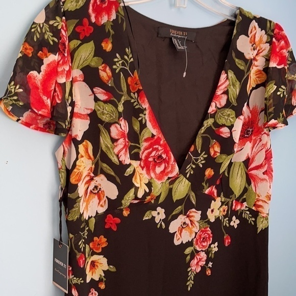 𝅺new Forever 21 Black Floral Maxi Dress - Picture 5 of 8